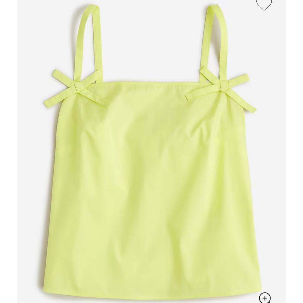 J.Crew Bow-strap tank top cotton poplin neon yellow/green size large